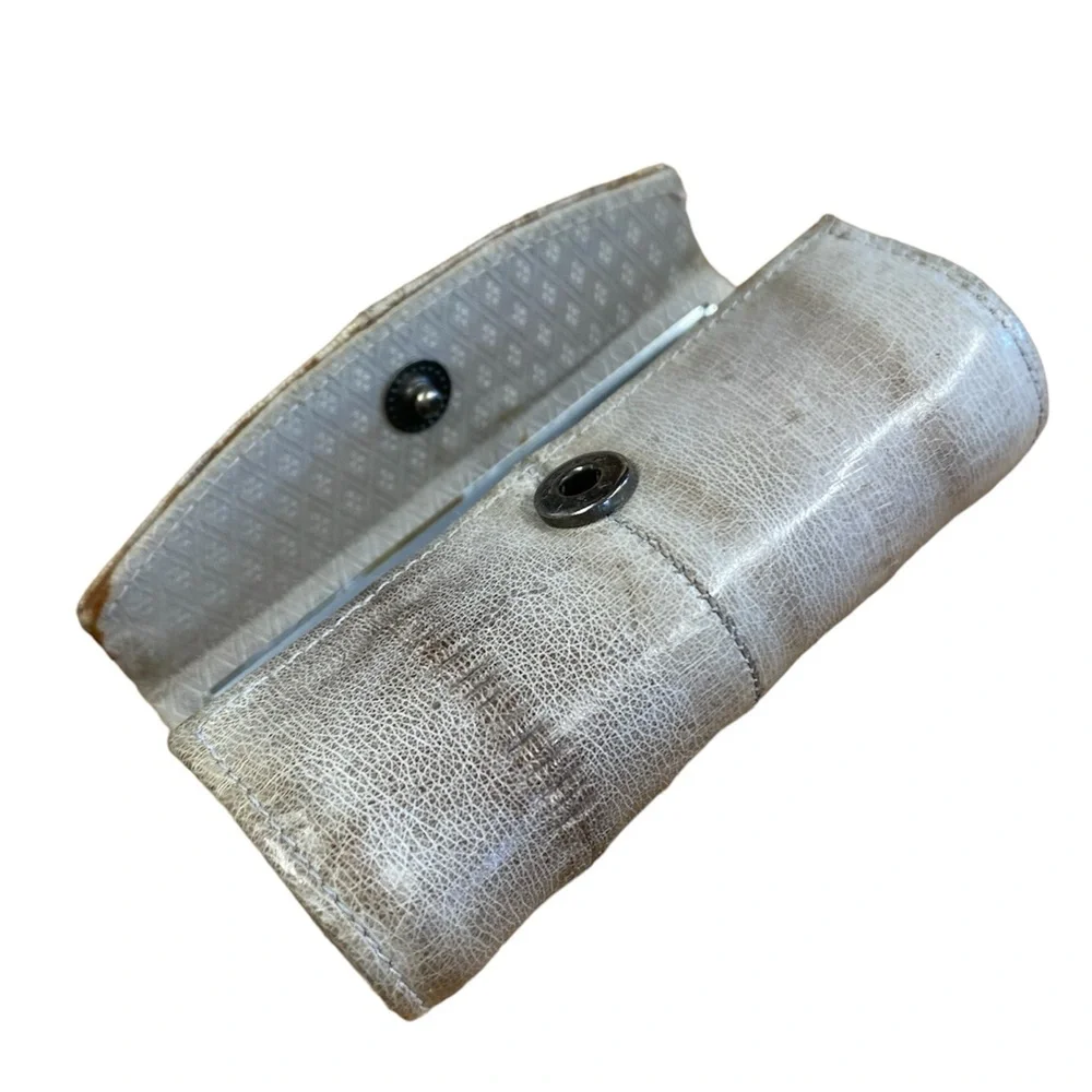 Vintage‎ Genuine Eel Skin Mirror Lipstick Case Women Silver